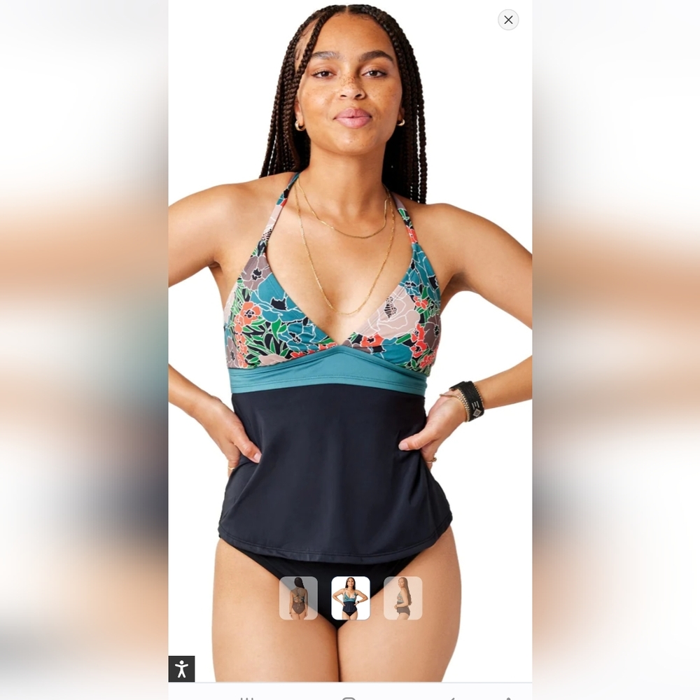 NWT Carve Designs Dahlia Tankini in Jardin Print & Black Size Small $72